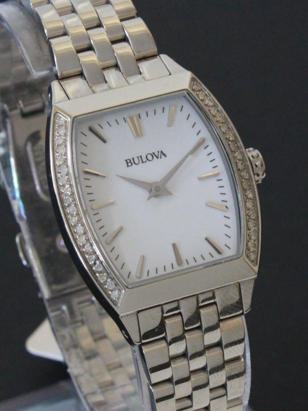 Bulova Ladies Diamond Accent Quartz Watch Diamond Embedded Bezel 26mm - Picture 5 of 13